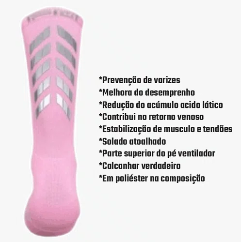 Meia Ciclismo Fabrica De Meias FMCL056 Refletiva Rosa Bebe Tam 34/39