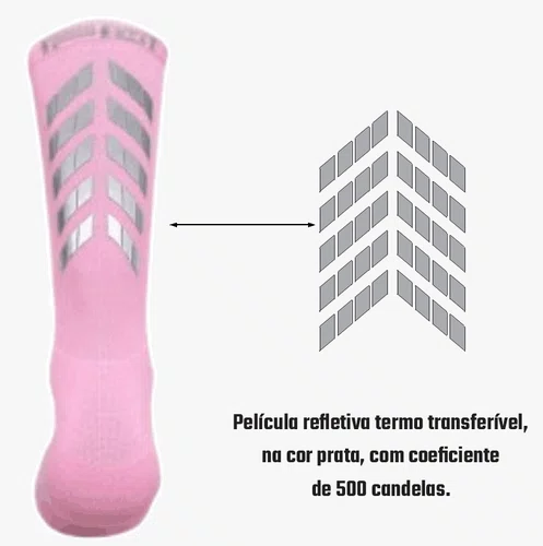 Meia Ciclismo Fabrica De Meias FMCL056 Refletiva Rosa Bebe Tam 34/39