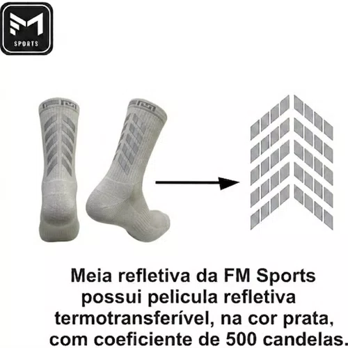 Meia Ciclismo Fabrica De Meias FMCL058 Refletiva Cinza Tam 34/39