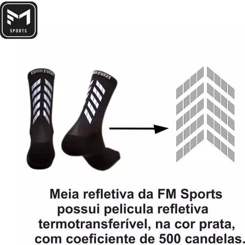 Meia Ciclismo Fábrica de Meias FMCL42 Refletiva Preto tam 34/39