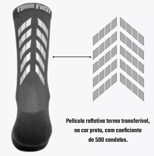 Meia Ciclismo Fabrica De Meias FMCL57 Refletiva Grafite Tam 34/39