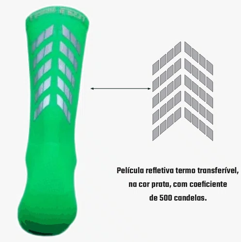 Meia Ciclismo Fabrica De Meias FMCL60 Refletiva Verde Tam 34/39