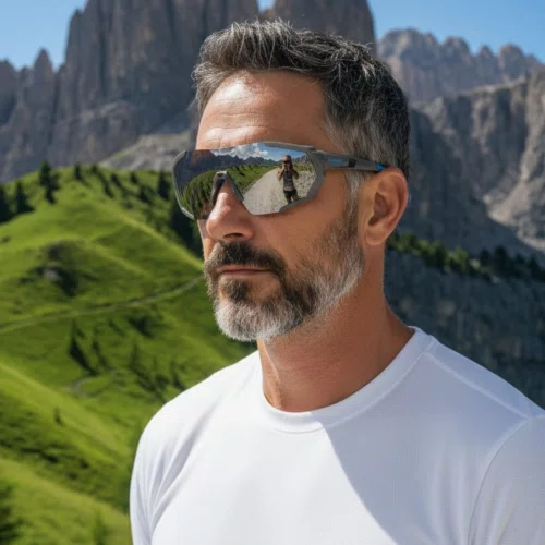 Oculos Ciclismo Elleven EL56 UV400 Grafite com Azul e Lente Fumê