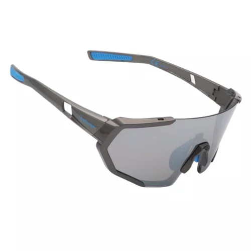 Oculos Ciclismo Elleven EL56 UV400 Grafite com Azul e Lente Fumê