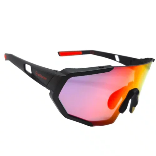 Oculos Ciclismo Elleven EL56 UV400 Preto com Vermelho e Lente Espelhada
