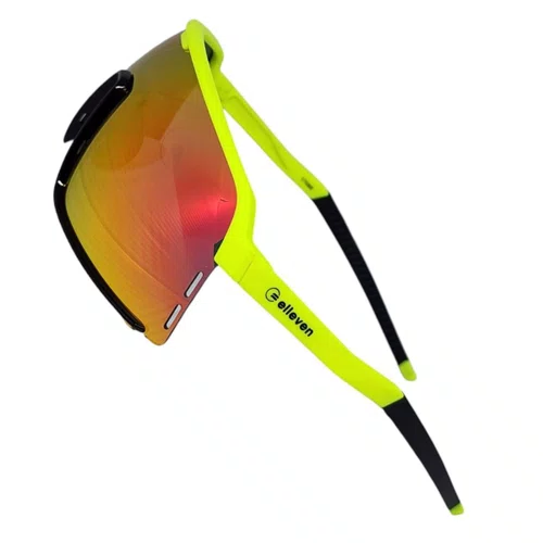 Oculos Ciclismo Elleven QX559 UV400 Amarelo e Lente Fumê