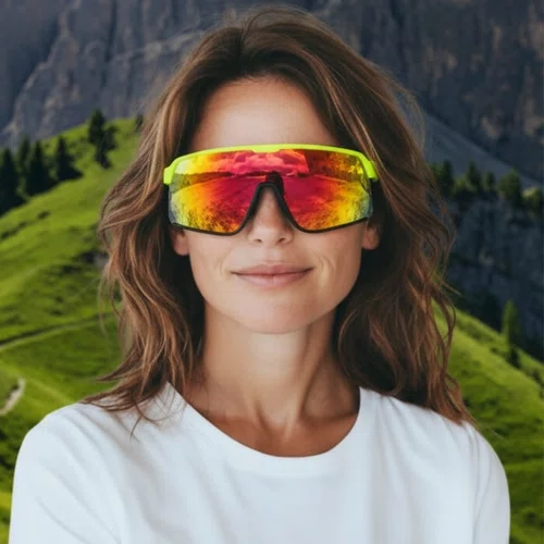 Oculos Ciclismo Elleven QX559 UV400 Amarelo e Lente Fumê