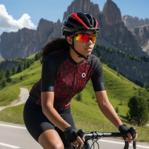 Oculos Ciclismo GTI 9302 UV400 Preto com Vermelho e Lente Espelhada