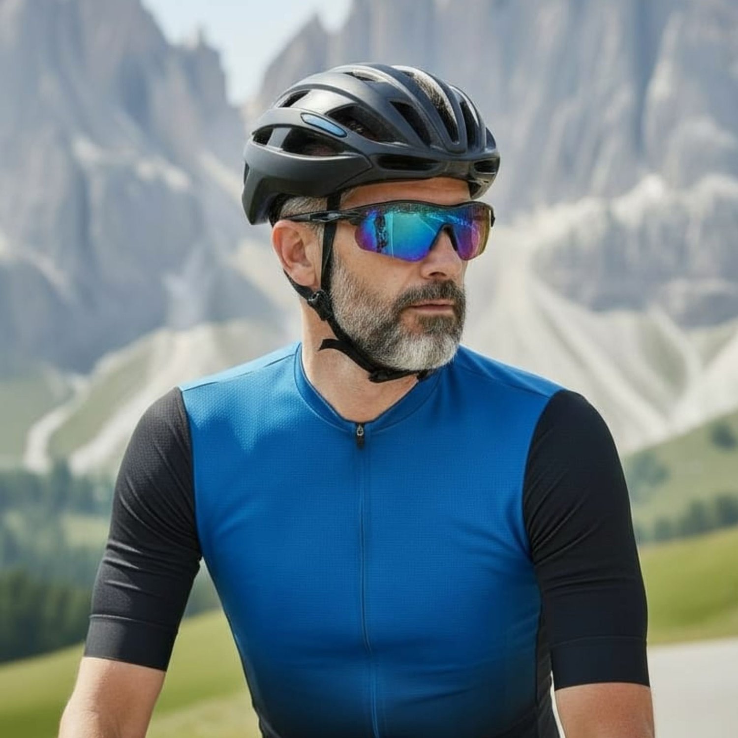 Oculos Ciclismo GTI 820 UV400 Preto e Lente Espelhada Azul