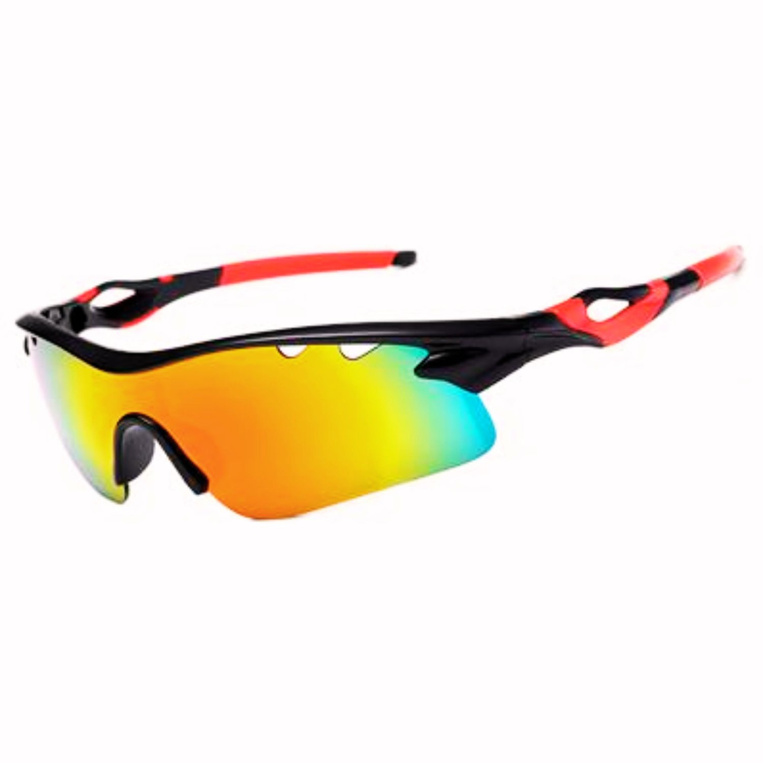 Oculos Ciclismo GTI 9302 UV400 Preto com Vermelho e Lente Espelhada