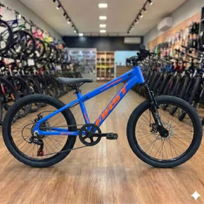 Bicicleta First Aro 20 Smitt Juvenil 7v Freio Disco Azul Hunter com Laranja