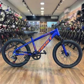 Bicicleta First Aro 20 Smitt Juvenil 7v Freio Disco Azul Hunter com Laranja