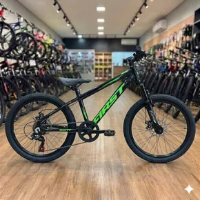 Bicicleta First Aro 20 Smitt Juvenil 7v Freio Disco Preto com Verde