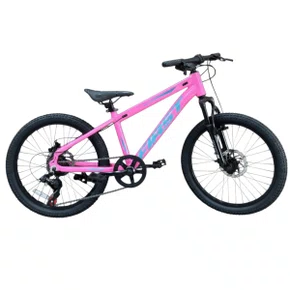 Bicicleta First Aro 20 Smitt Juvenil 7v Freio Disco Rosa Chiclete com Azul