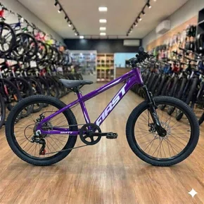 Bicicleta First Aro 20 Smitt Juvenil 7v Freio Disco Violeta com Branco