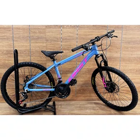 Bicicleta First Aro 24 Smitt 21v Freio Disco Azul com Rosa Tam 13,5