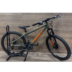 Bicicleta First Aro 24 Smitt 21v Freio Disco Verde Militar com Laranja Tam 13,5