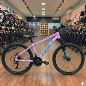 Bicicleta First Aro 24 Smitt Juvenil 21v Freio Disco Rosa Bebê com Azul Tam 13,5