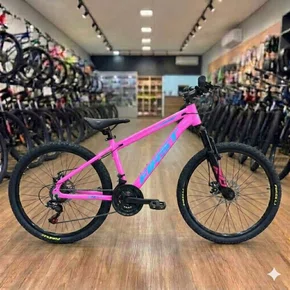 Bicicleta First Aro 24 Smitt Juvenil 21v Freio Disco Rosa com Azul Tam 13,5