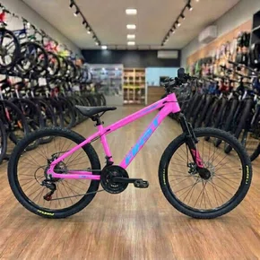 Bicicleta First Aro 24 Smitt Juvenil 21v Freio Disco Rosa com Azul Tam 13,5