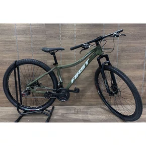 Bicicleta First Aro 29 Smitt 21v Feminina Freio Disco Verde Militar com Prata Tam 15,5