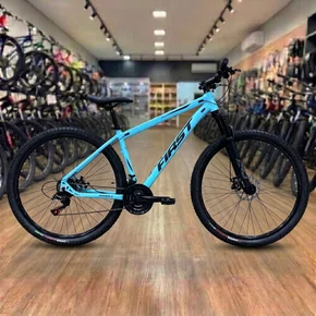Bicicleta First Aro 29 Smitt 21v Freio Disco Azul Claro com Preto tam 17,5