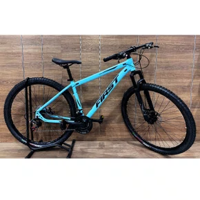 Bicicleta First Aro 29 Smitt 21v Freio Disco Azul Claro com Preto tam 17,5