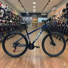 Bicicleta First Aro 29 Smitt 21v Freio Disco Azul Galaxy com Prata tam 15,5
