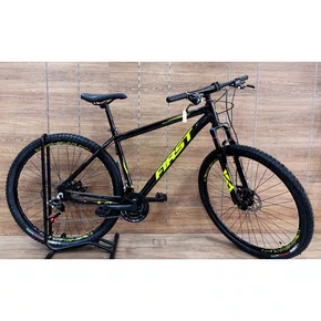 Bicicleta First Aro 29 Smitt 21v Freio Disco Preto com Amarelo Neon Tam 19
