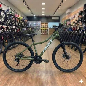 Bicicleta First Aro 29 Smitt Feminina 21v Freio Disco Verde Militar com Prata Tam 15,5