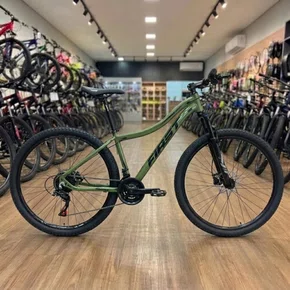 Bicicleta First Aro 29 Smitt Feminina 21v Freio Disco Verde Militar Com Preto Tam 15,5