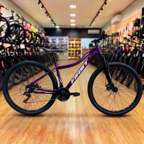 Bicicleta First Aro 29 Smitt Feminina 21v Freio Disco Violeta Com Prata Tam 15,5