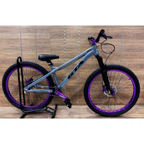 Bicicleta GTA Aro 26 Gravity Freeride Single Cinza com Violeta