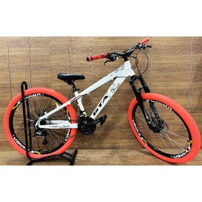 Bicicleta GTA Aro 26 Rebel Freeride 21v Freio Disco Branco com Vermelho tam 13,5