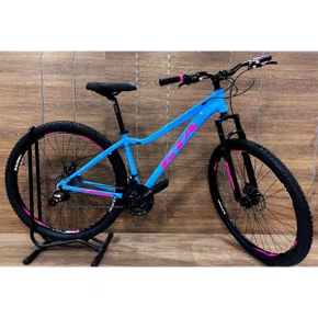 Bicicleta GTA Aro 29 Start Feminina 21v Freio Disco Azul com Rosa Tam 15,5