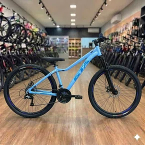 Bicicleta GTA Aro 29 Start Feminina 21v Freio Disco Azul com Roxo Tam 15,5