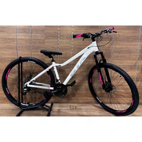 Bicicleta GTA Aro 29 Start Feminina 21v Freio Disco Branco com Cinza e Rosa tam 15,5