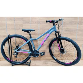 Bicicleta GTA Aro 29 Start Feminina 21v Freio Disco Cinza com Rosa Tam 15,5