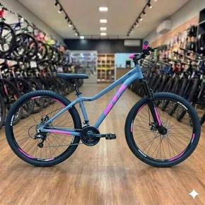 Bicicleta GTA Aro 29 Start Feminina 21v Freio Disco Cinza com Rosa Tam 15,5