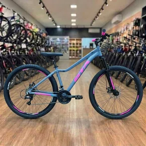 Bicicleta GTA Aro 29 Start Feminina 21v Freio Disco Cinza com Rosa Tam 15,5