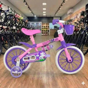 Bicicleta Nathor Aro 12 Cat Rosa com Lilás