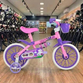 Bicicleta Nathor Aro 12 Cat Rosa com Lilás