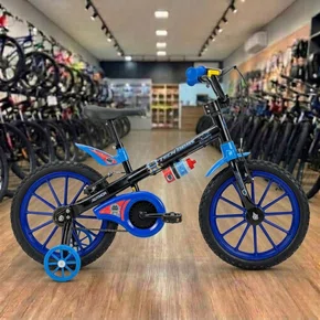Bicicleta Nathor Aro 16 Tech Boys Preto com Azul