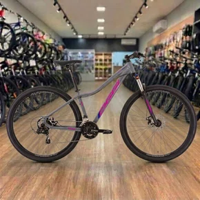 Bicicleta Oggi Aro 29 Float Sport 21v Freio Disco Grafite com Pink e Azul