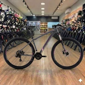 Bicicleta Oggi Aro 29 Hacker Sport 21v Grafite com Rosa e Preto Tam 15