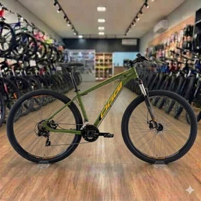 Bicicleta Oggi Aro 29 Hacker Sport 21v Verde com Laranja e Preto Tam 15