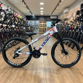 Bicicleta Viking Aro 26 Dirt Jtuff25 21v Freio Disco Prata Com Azul