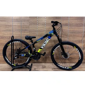 Bicicleta Viking Aro 26 Dirt JTuff25 21V Freio Disco Preto com Azul e Amarelo