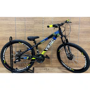 Bicicleta Viking Aro 26 Dirt JTuff25 21V Freio Disco Preto com Azul e Amarelo