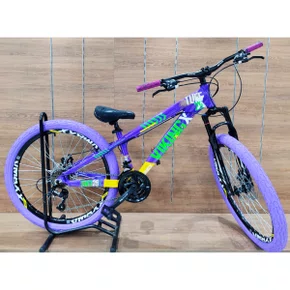 Bicicleta Viking Aro 26 Dirt JTuff25 21V Freio Disco Roxo com Amarelo